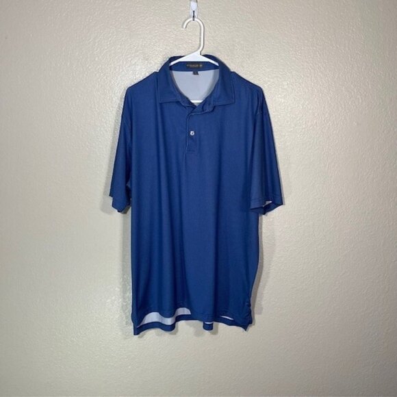 Peter Millar Summer Comfort Golf Polo Mens Large Shirt Blue Dotted Stretch - Picture 1 of 5